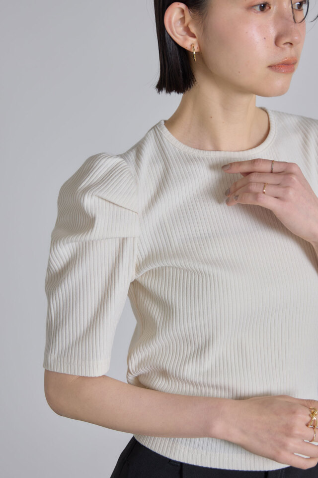 バックリボンリブプルオーバー