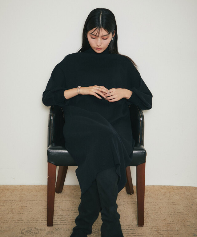 シアバタータートルニットワンピース