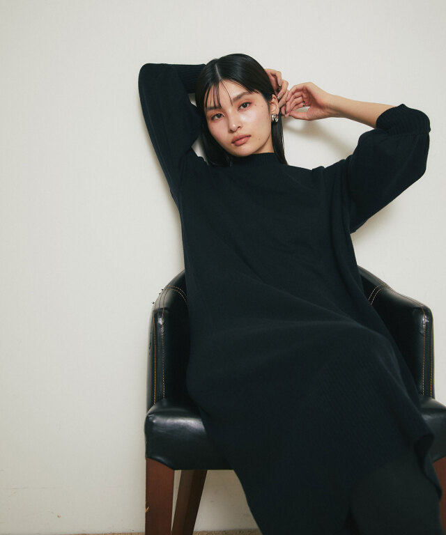 シアバタータートルニットワンピース