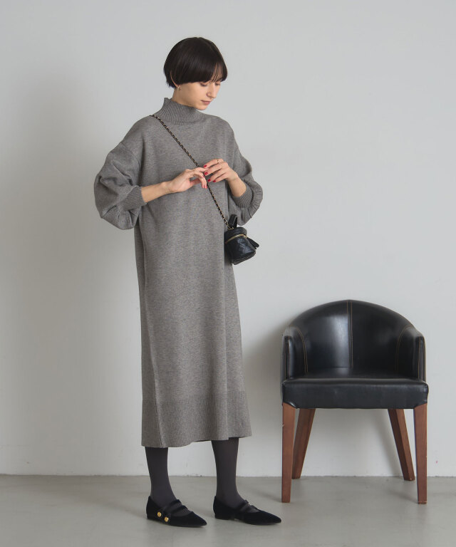 シアバタータートルニットワンピース