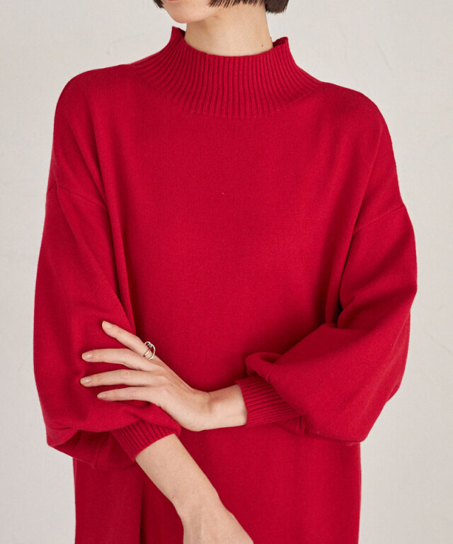 シアバタータートルニットワンピース