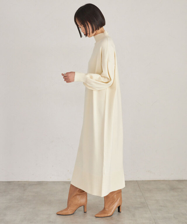 シアバタータートルニットワンピース