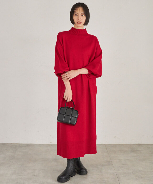 シアバタータートルニットワンピース