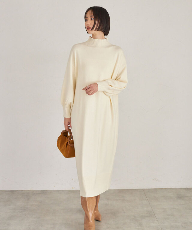 【TIME SALE】シアバタータートルニットワンピース＊SALE品につき返品/交換/注文確定後の変更キャンセル不可＊