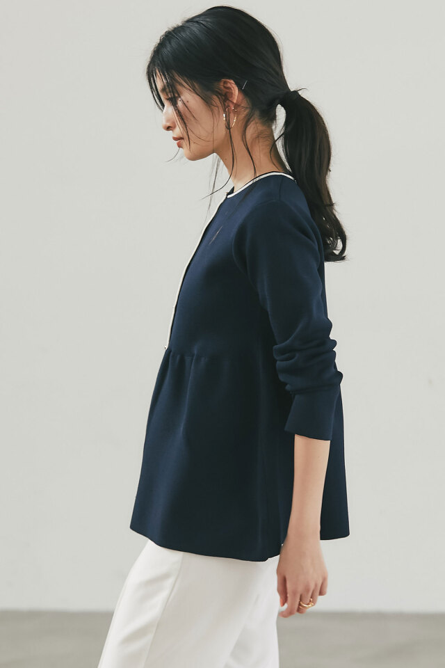 トップス JUHA mohair knit バイカラーラインペプラムニット