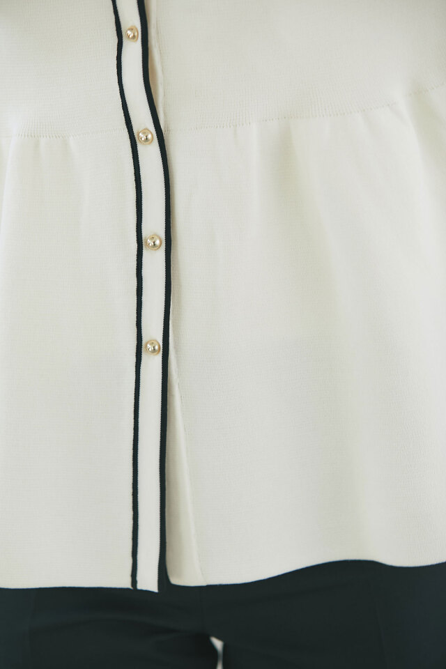 バイカラーラインペプラムニット