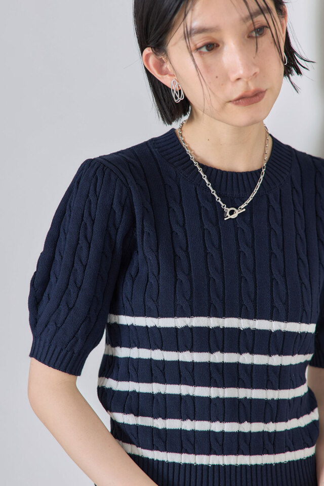 シートーキョー SHE Tokyo パフスリーブ ニット 切替 ブラウス F｜ベイビー ブラック トップス プルオーバー【2400014874716】 J.BRADLEY PUFF SLEEVE SH for THE TOKYO(0 BLACK): MADISONBLUE