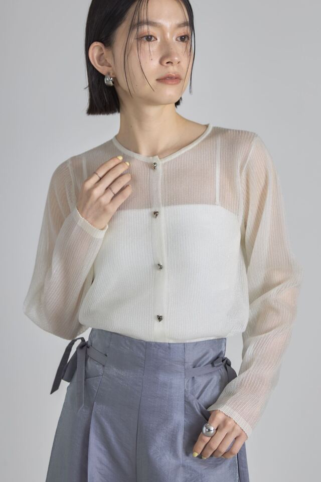 new センス 4w ハートボタンラメシアーリブカーデ