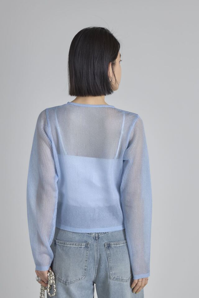 ハートボタンラメシアーリブカーデ