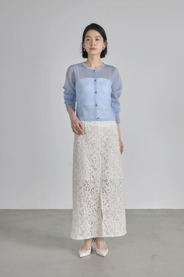 ハートボタンラメシアーリブカーデ