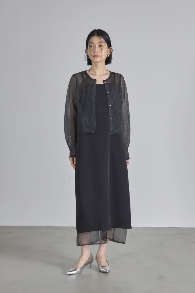 ハートボタンラメシアーリブカーデ