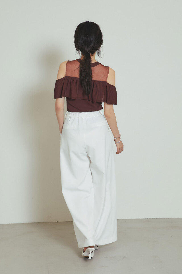 シアー切替フリルニット