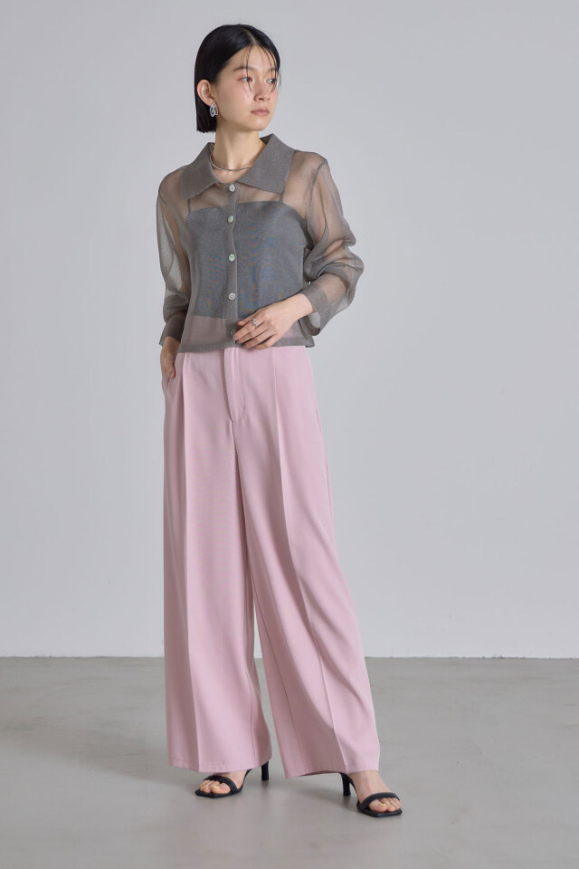 衿付きシアーカーディガン