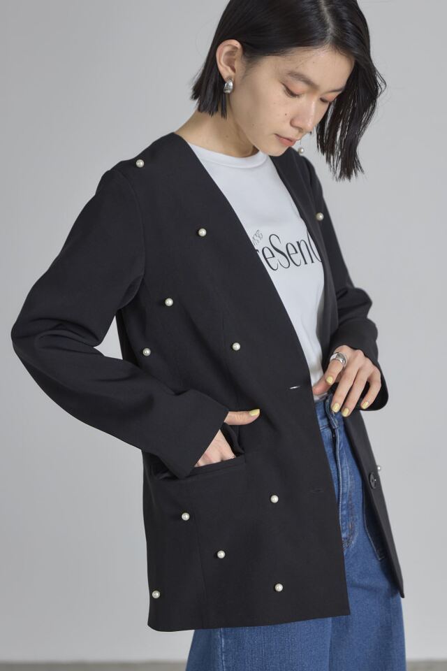 パール　ノーカラージャケット パールノーカラージャケット