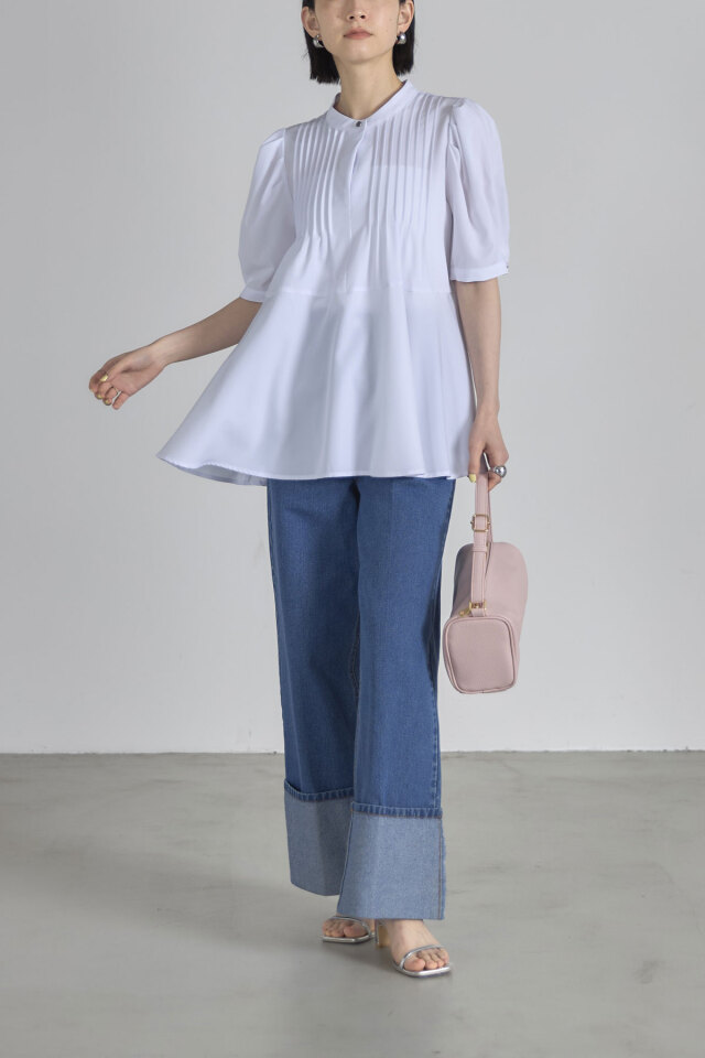 アドミラル♡2024FW【新品】フロントピンタックフレアスリーブシャツ セール】フロントタックフレアスリーブブラウス（シャツ/ブラウス