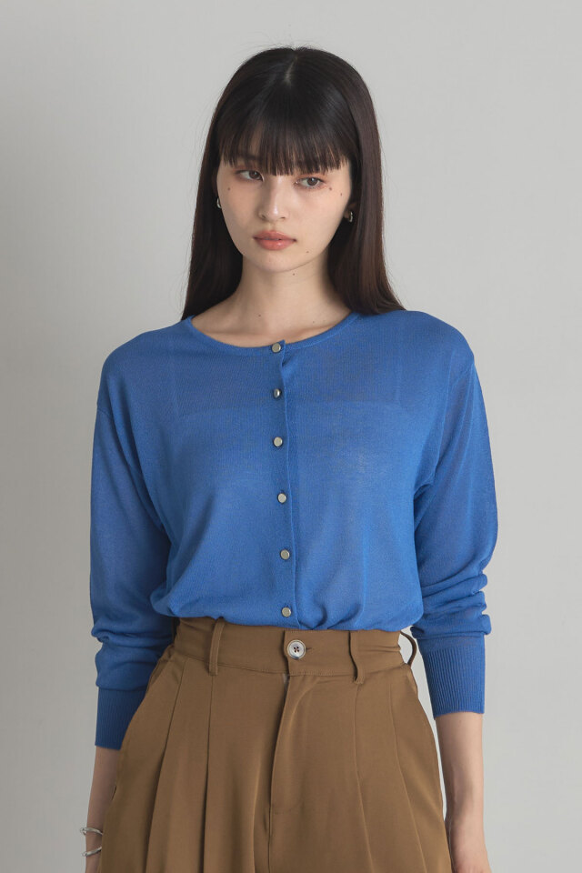 UVクルーネックシアーカーディガン