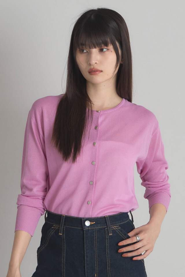 UVクルーネックシアーカーディガン