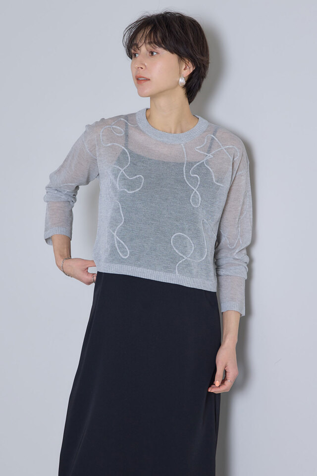 お-だ-受付中 コード刺繍入りニットプルオーバー