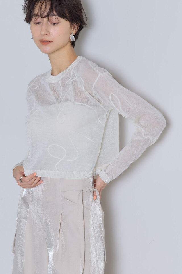 お野菜 コード刺繍入りニットプルオーバー