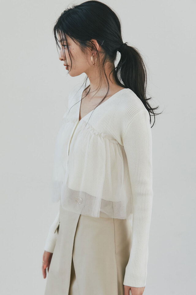 チュールフリルカーディガン