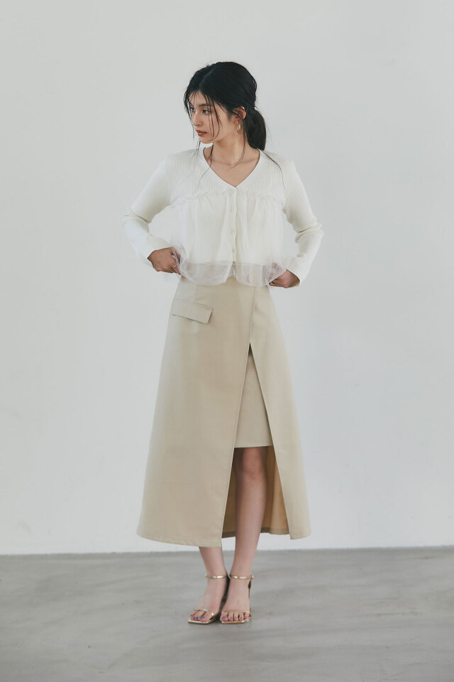 チュールフリルカーディガン