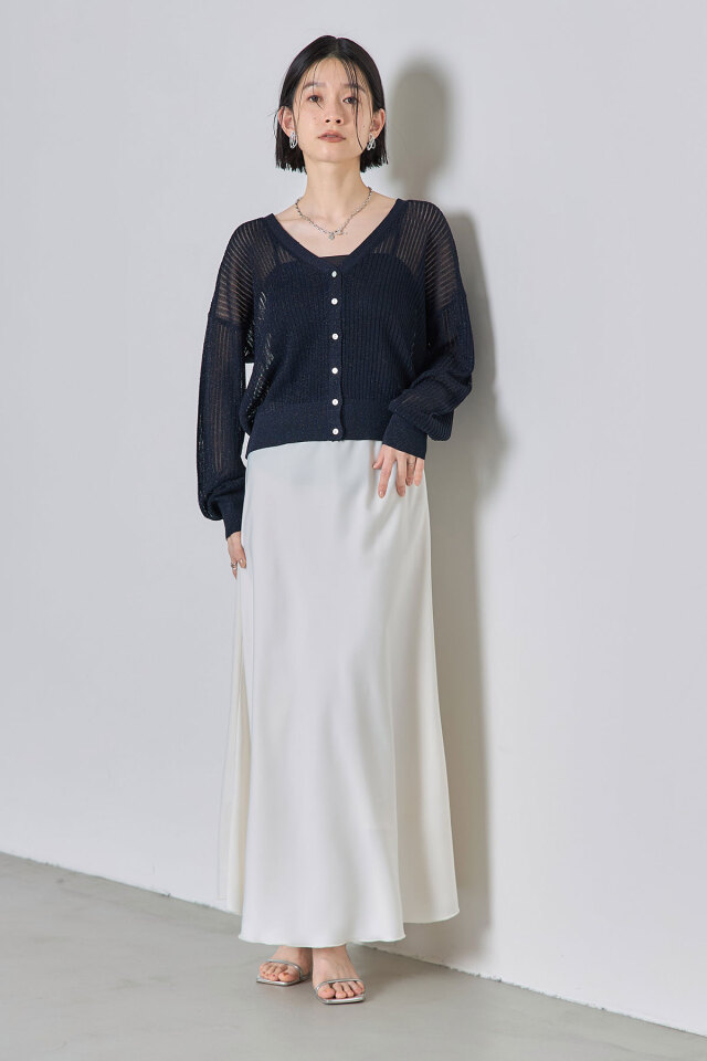 Vネックラメカーディガン