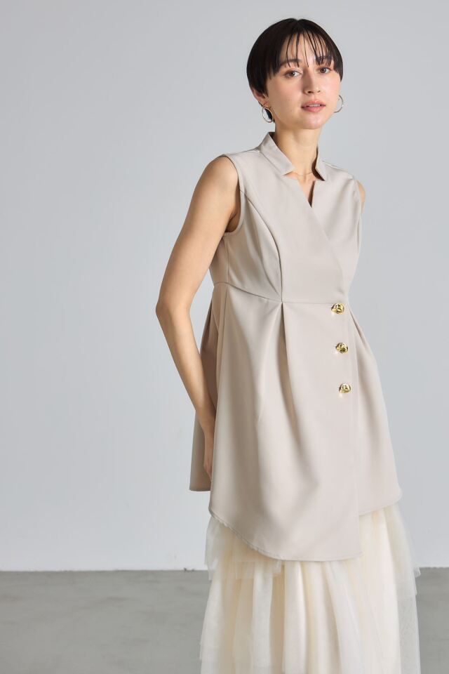 デザインボタンアシメジレ