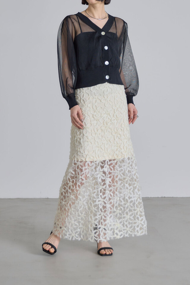 ドゥロワー フラワーレースタイトスカート ピンク 定価9万 花柄  