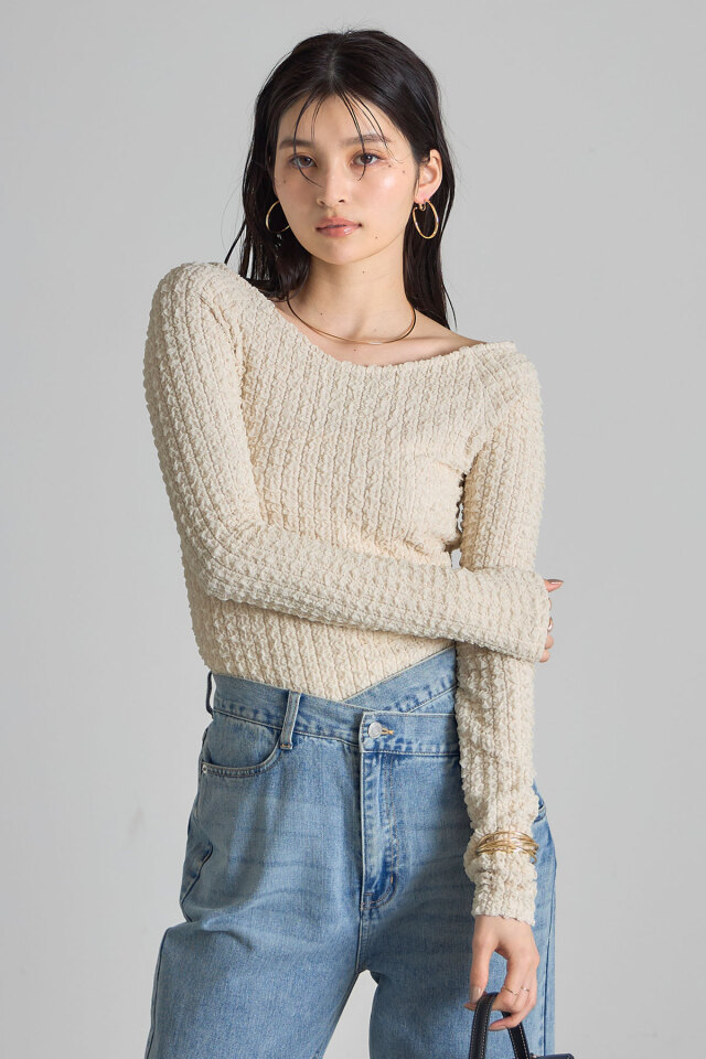 前後2WAYふくれオフショルカットソー