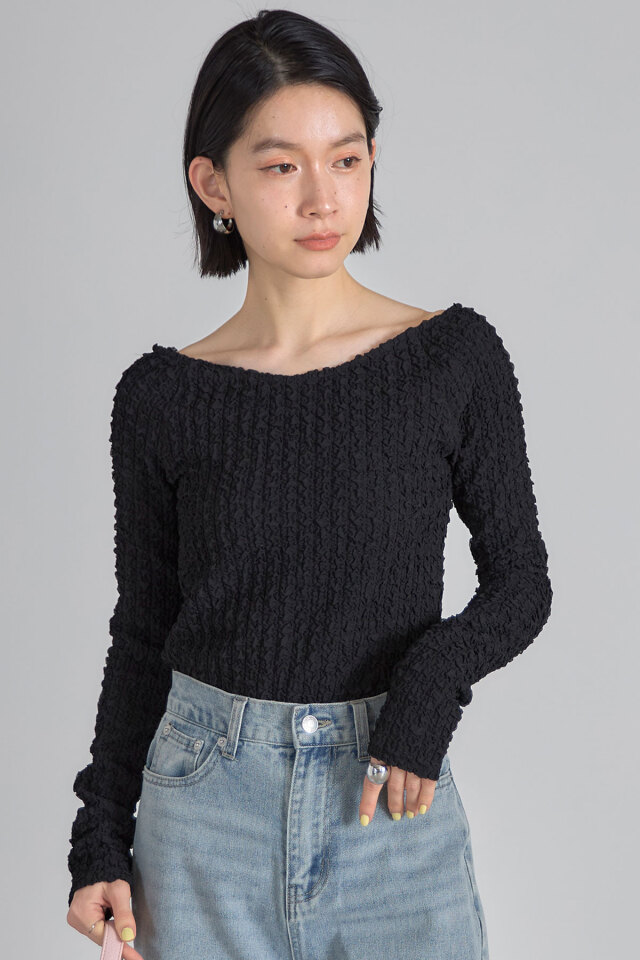 【2025 Summer SALE！】前後2WAYふくれオフショルカットソー＊SALE品につき返品/交換/注文確定後の変更キャンセル不可＊