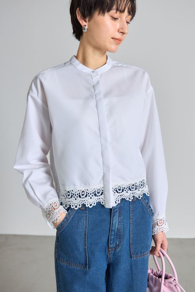 袖、裾レースブラウス THIRD MAGAZINE]裾レースブラウス | KOBUNSHA SELECT SHOP | [THIRD