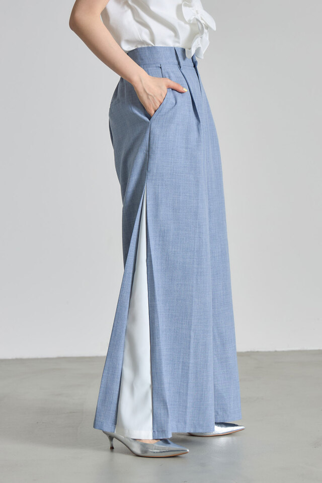 バイカラーサイドフレアパンツ