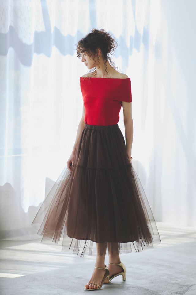 美品✨ブルネロクチネリ チュールスカート モニーレ装飾 10連 ティアード 40 林田岬優さん着用】チュールティアードスカート