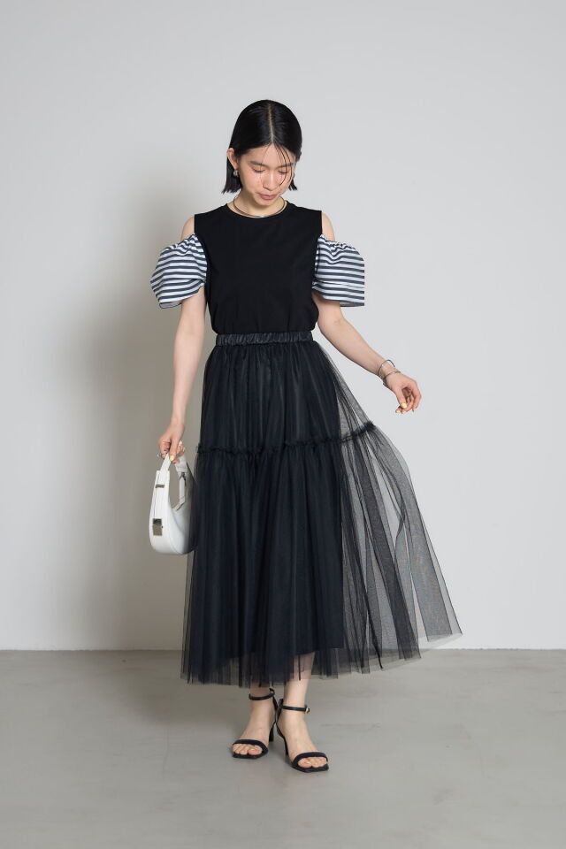 林田岬優さん着用】チュールティアードスカート