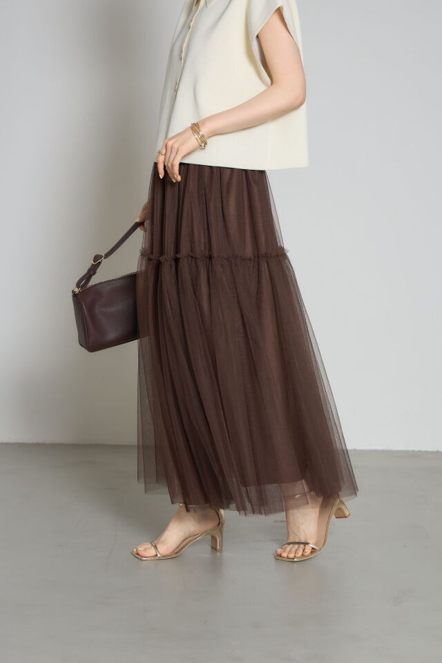 林田岬優さん着用】チュールティアードスカート