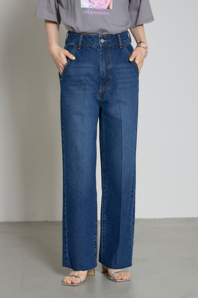 センタープレステーパードデニムパンツ♡新品タグ付き ELFRANK ジーンズ デニム デニムパンツ ツータックセンター