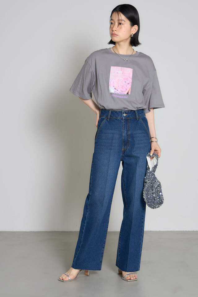 林田岬優さん着用】センタープレスカットオフデニムパンツ