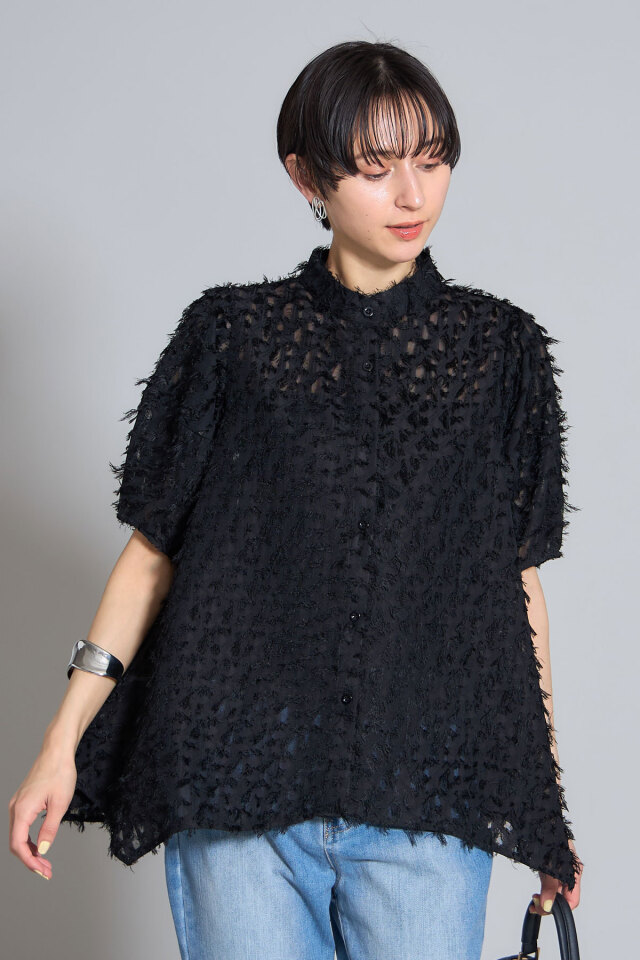 ナギページ シアージャガードアシメカットブラウス