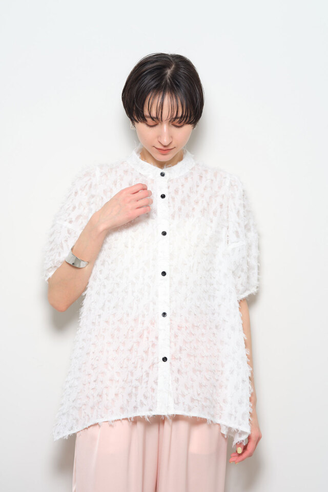 紫檀木 シアージャガードアシメカットブラウス