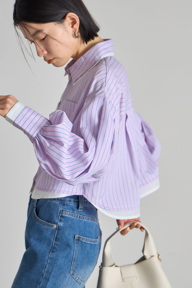 ダブル衿レイヤードシャツ