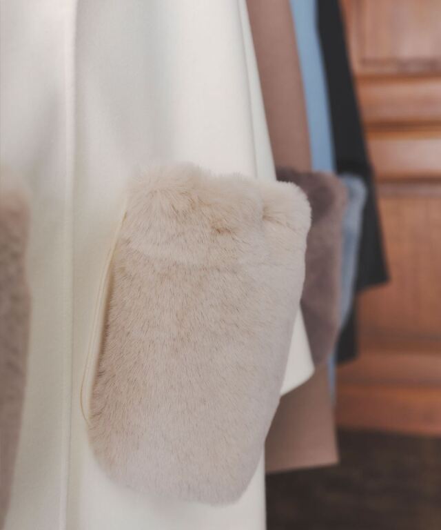 ウールライクポケットファーガウンコート