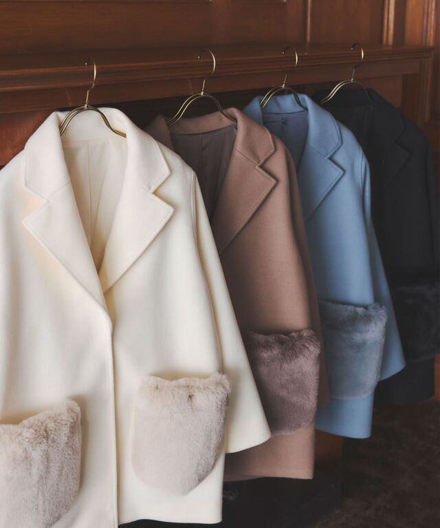 ウールライクポケットファーガウンコート