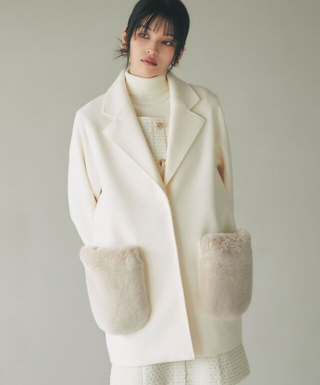 11月22日再販！【舞川あいくさん着用】ウールライクポケットファーガウンコート