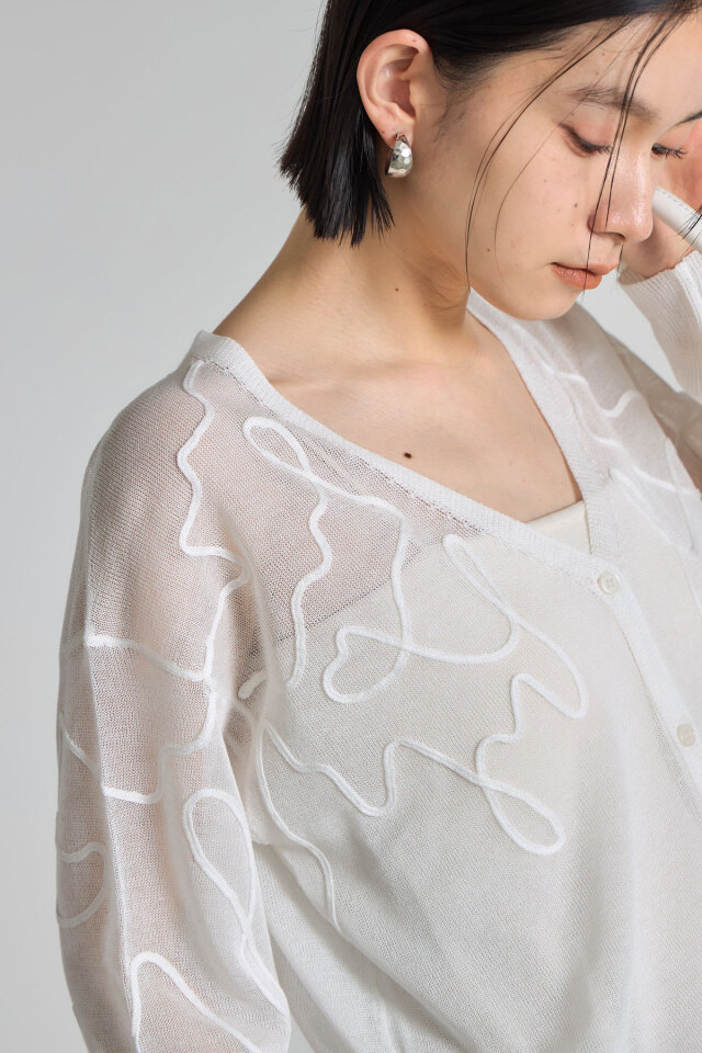 tシャツ レース刺繍Vネックカーディガン レディース セール】レース刺繍Vネックカーディガン（Tシャツ/カットソー