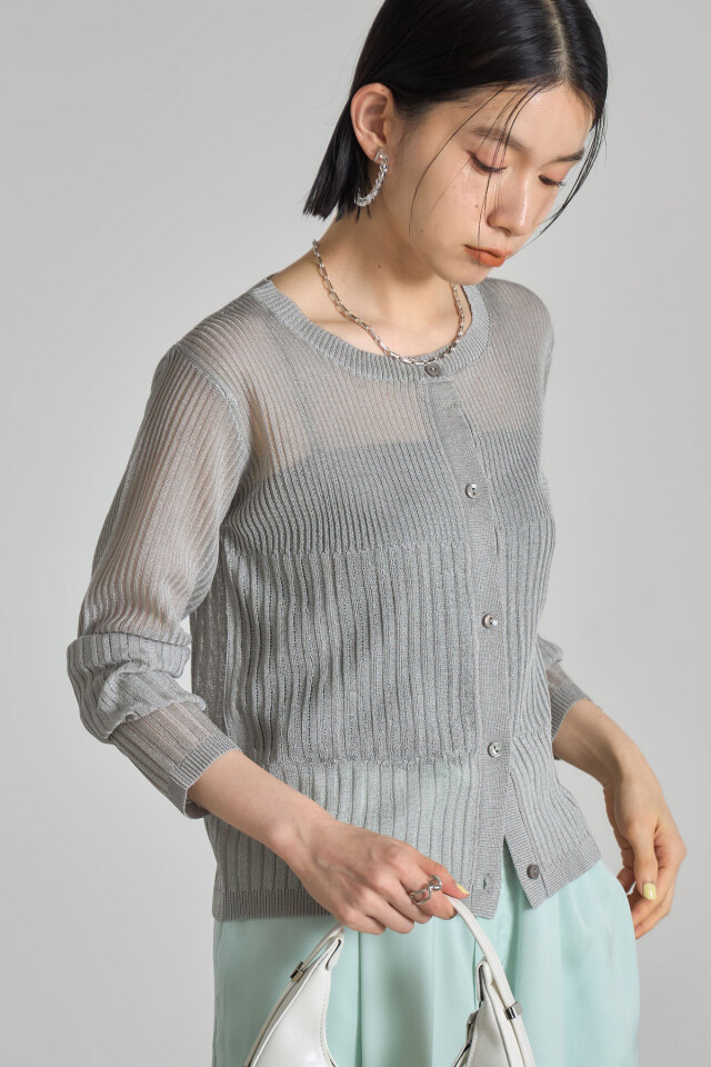 カーディガン クルーネックシアーカーディガン レディース And Couture カーディガン クルーネックシアーカーディガン
