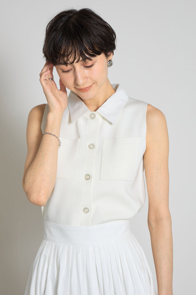 大*福様 cccmalie ノースリーブニット 襟付き 衿付きノースリニット