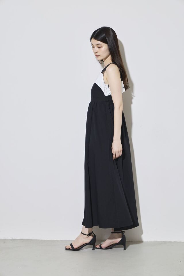 配色ロングワンピース