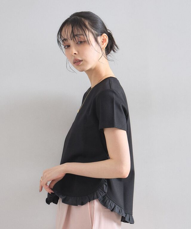 ラウンドヘムフリルTシャツ