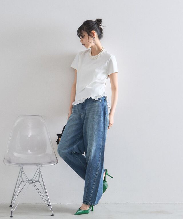 ラウンドヘムフリルTシャツ