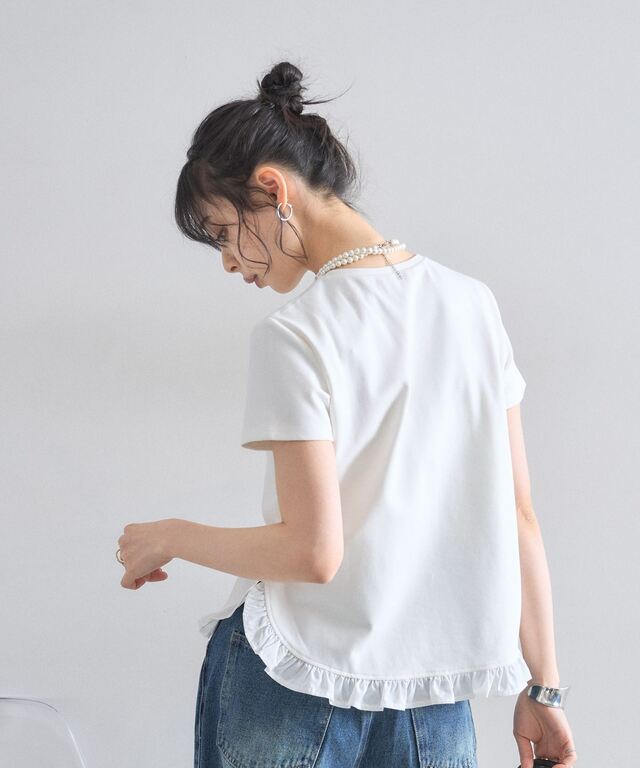 ラウンドヘムフリルTシャツ
